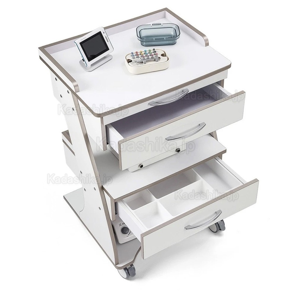 Dentech G06 歯科 モービル キャビネット / ダブルドロワーデンタルカート 器具トレイ付き